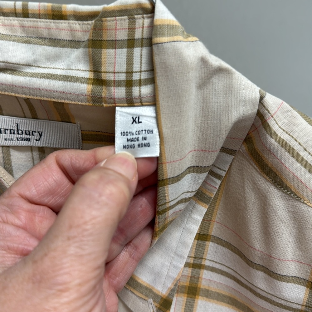 Turnbury Men’s XL‎ Short Sleeve Button Down Tan Plaid Dress Shirt 100% Cotton - Picture 7 of 14